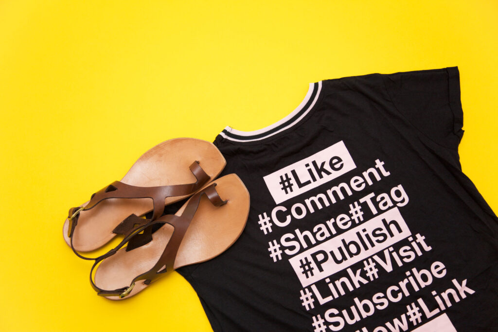 popular social media hashtags displayed on shirt