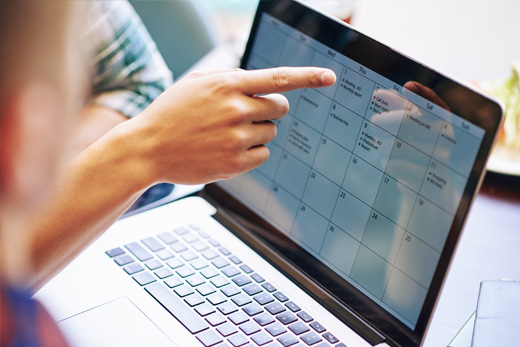 calendar management assistant planning out client's schedule and appointment